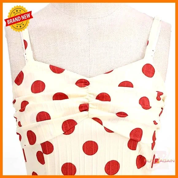 Vintage Polka Dot Halter Dress Retro Rockabilly Swing Party Cocktail - Picture 2 of 5